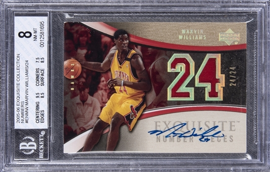 2005-06 UD "Exquisite Collection" Number Pieces #ENMW Marvin Williams Signed Game Used Patch Rookie Card (#24/24) – BGS NM-MT 8/BGS 10